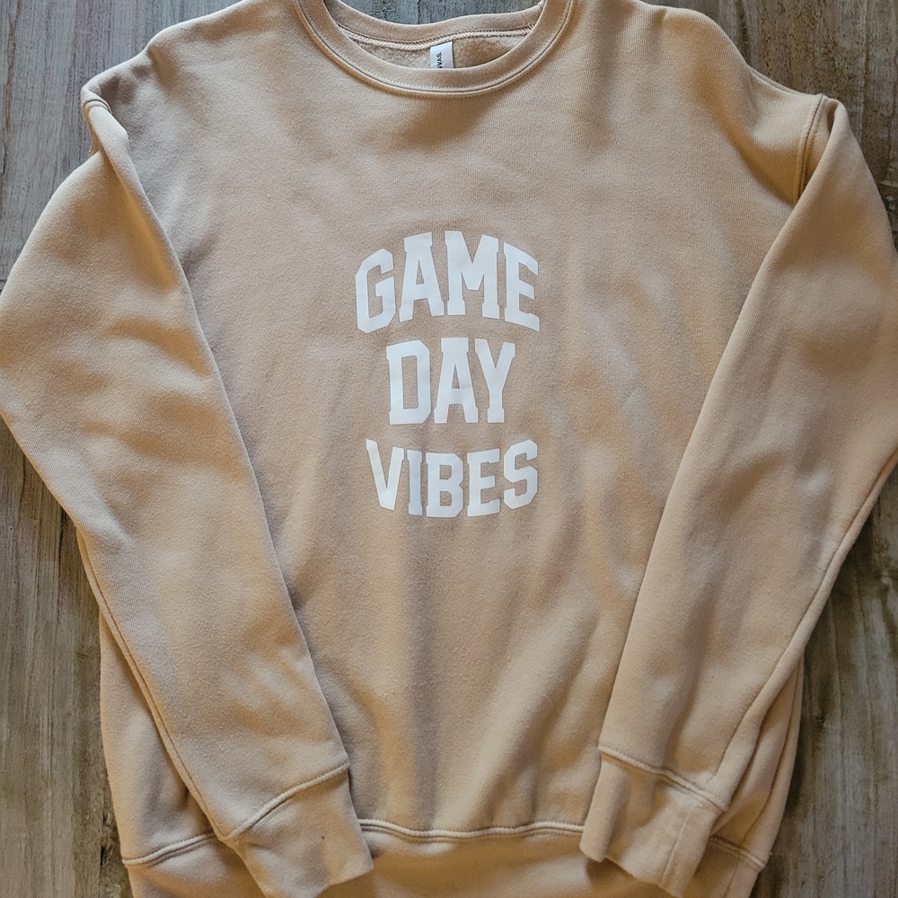 Bella Canvas Beige Crewneck Sweatshirt - Game Day Vibes